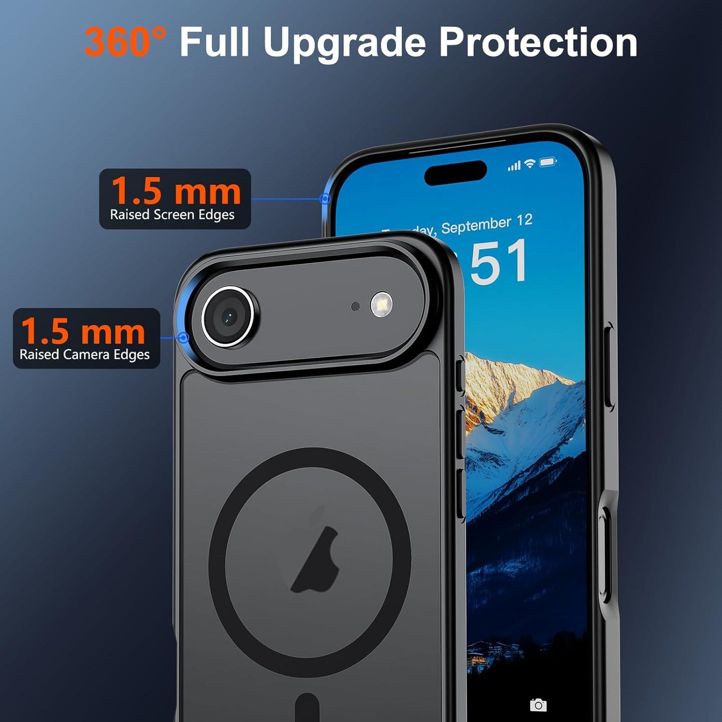Magnetic for Iphone Air Case (Compatible with Magsafe)(Military Grade Drop Protection) Slim Translucent Matte Shockproof with Anti-Fingerprint Phone Cover for 17 Air 2025,Black