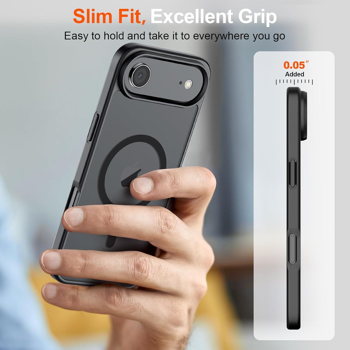 Magnetic for Iphone Air Case (Compatible with Magsafe)(Military Grade Drop Protection) Slim Translucent Matte Shockproof with Anti-Fingerprint Phone Cover for 17 Air 2025,Black