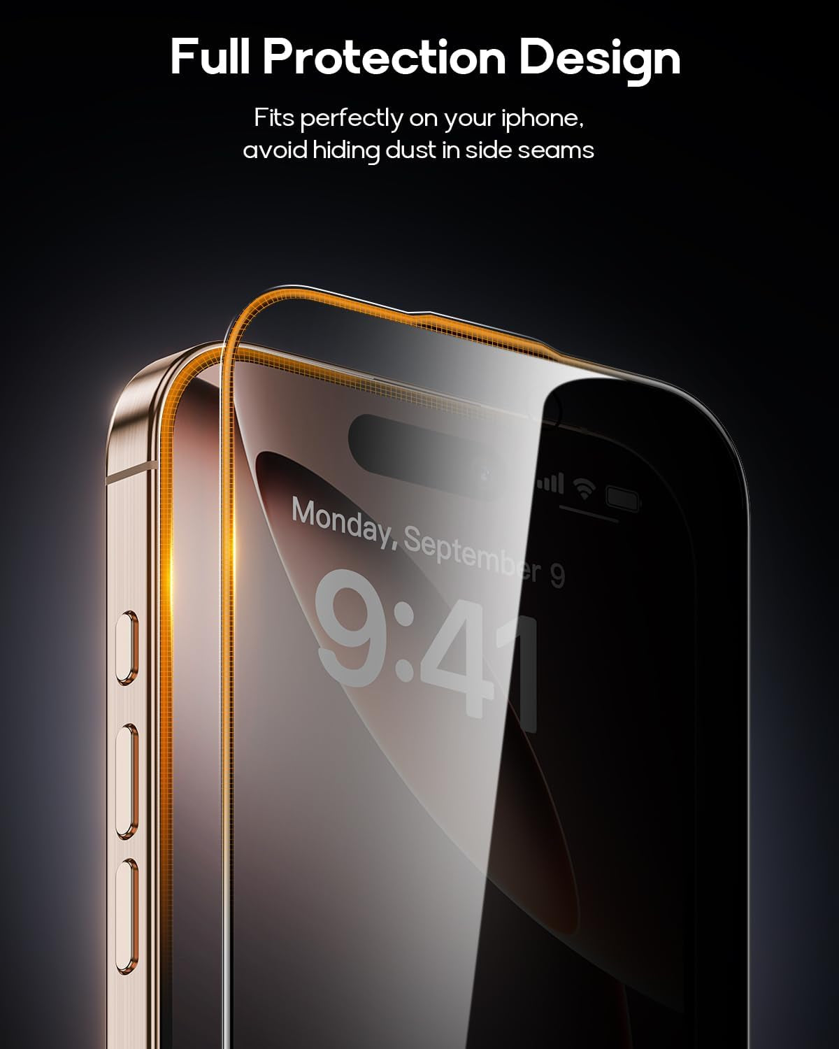 3 Pack for Iphone 16 Pro Max Tempered Glass Privacy Screen Protector, Dust Free CABIN, Auto Positioning, Bubble Free, Privacy Protection, Easy Installation,9H+ Hardness