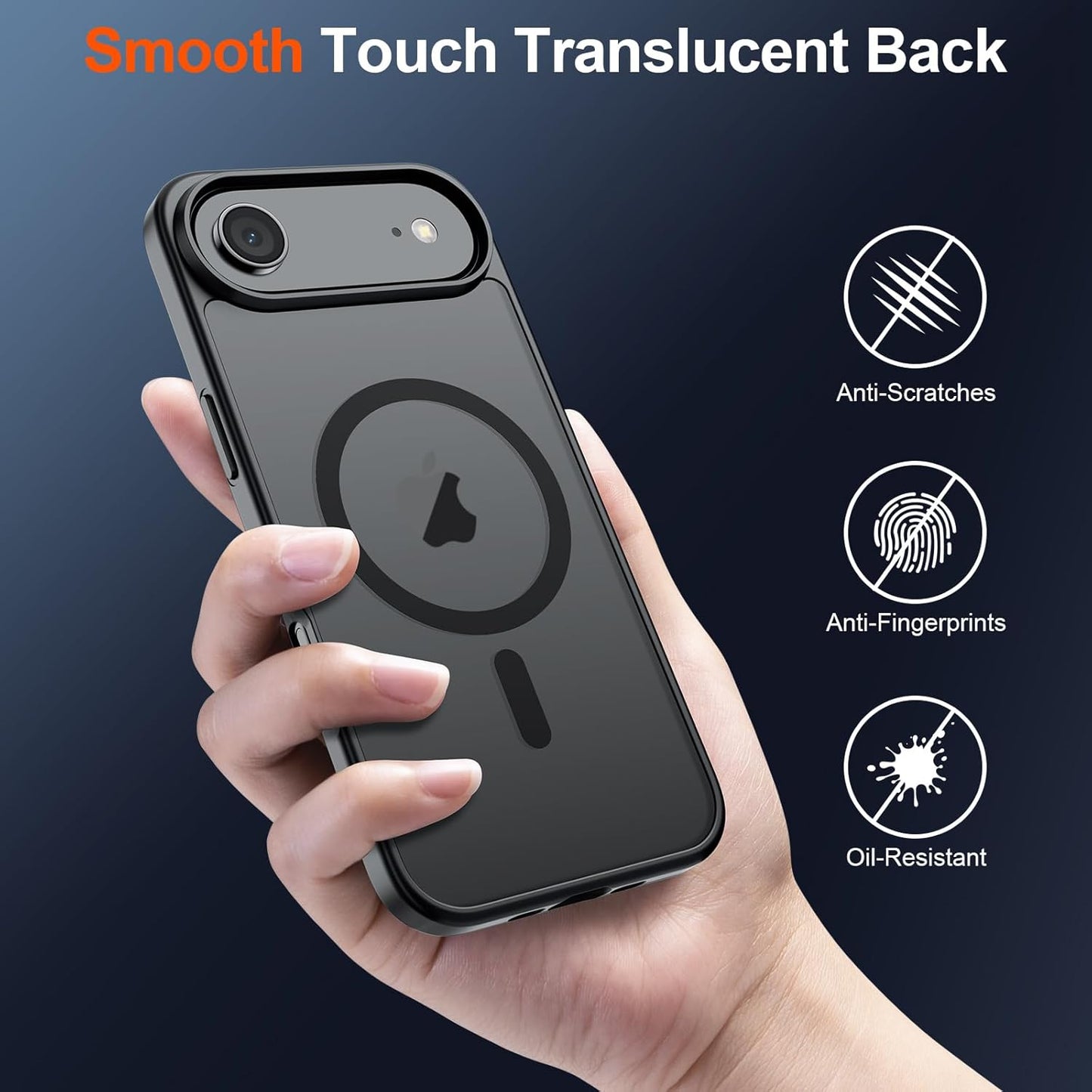 Magnetic for Iphone Air Case (Compatible with Magsafe)(Military Grade Drop Protection) Slim Translucent Matte Shockproof with Anti-Fingerprint Phone Cover for 17 Air 2025,Black