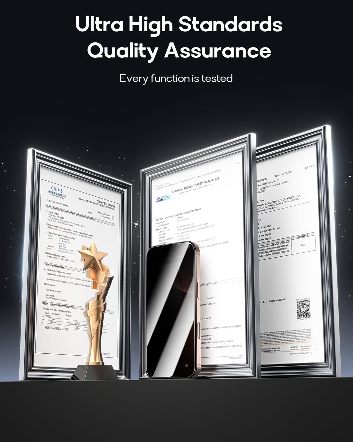 3 Pack for Iphone 16 Pro Max Tempered Glass Privacy Screen Protector, Dust Free CABIN, Auto Positioning, Bubble Free, Privacy Protection, Easy Installation,9H+ Hardness