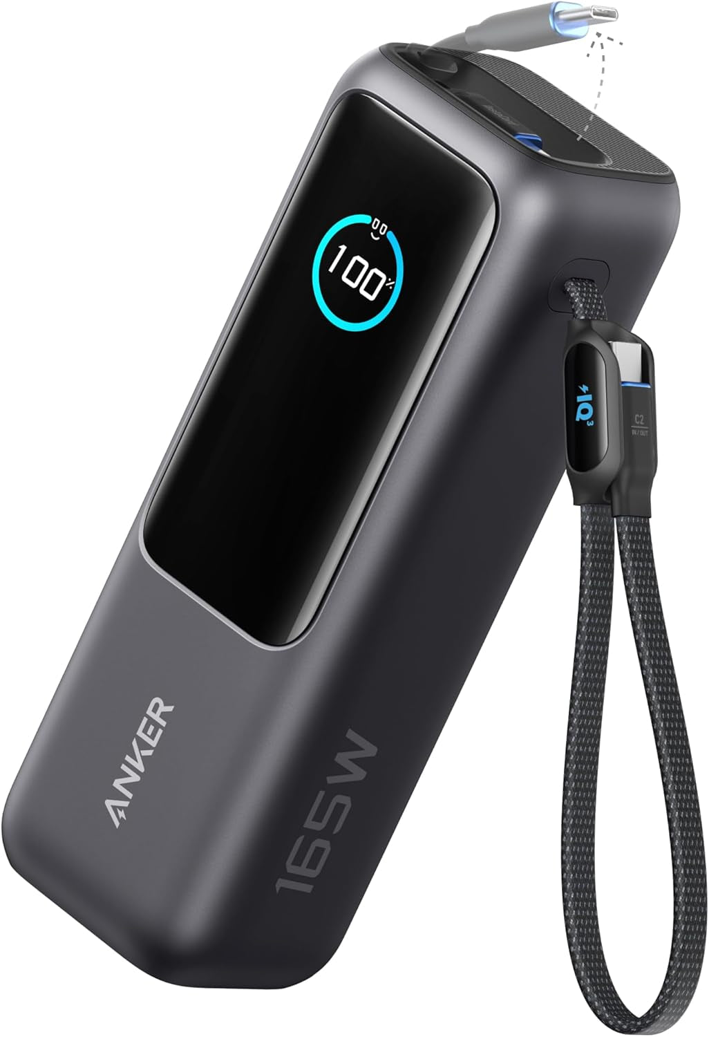 Laptop Power Bank, 25,000Mah Portable Charger with Triple 100W USB-C Ports, Built-In and Retractable Cables, for Iphone 16/15 Series, Macbook, Samsung, and More (Flight-Approved)