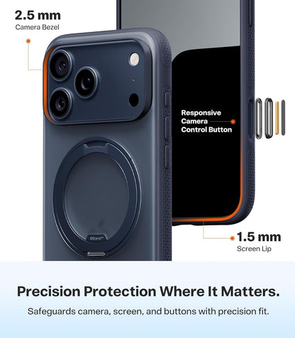 360 Magnetic Stand Case for iPhone 17 Pro Max, MagSafe Compatible, Military-Grade Protection, Slim Design, 6.9", Translucent Deep Blue, Ostand O3 Fitness Series