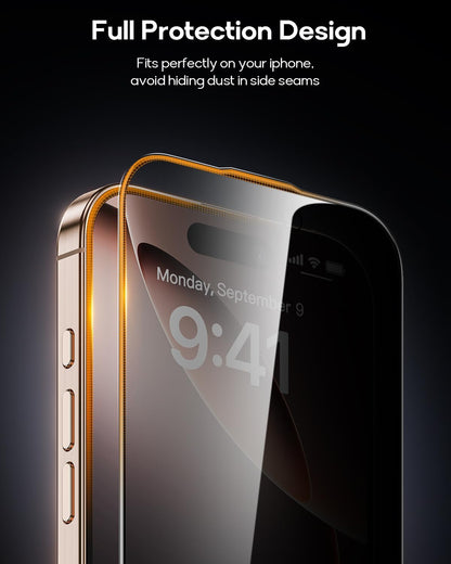 3 Pack for Iphone 16 Pro Max Tempered Glass Privacy Screen Protector, Dust Free CABIN, Auto Positioning, Bubble Free, Privacy Protection, Easy Installation,9H+ Hardness