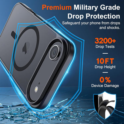 Magnetic for Iphone Air Case (Compatible with Magsafe)(Military Grade Drop Protection) Slim Translucent Matte Shockproof with Anti-Fingerprint Phone Cover for 17 Air 2025,Black