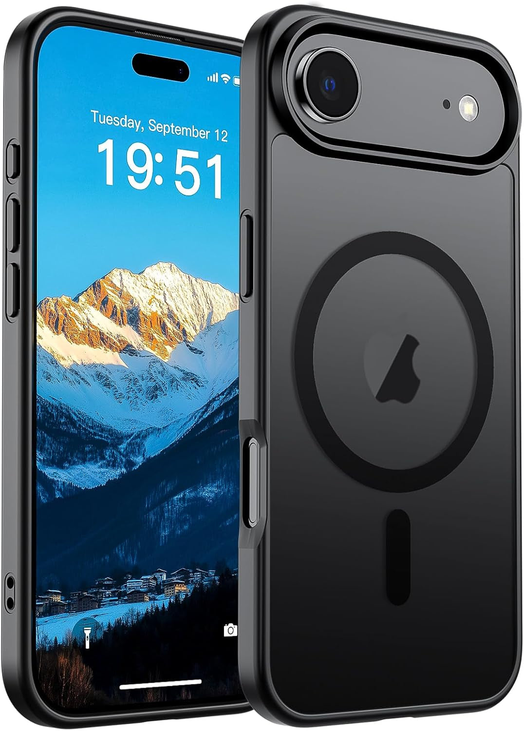 Magnetic for Iphone Air Case (Compatible with Magsafe)(Military Grade Drop Protection) Slim Translucent Matte Shockproof with Anti-Fingerprint Phone Cover for 17 Air 2025,Black