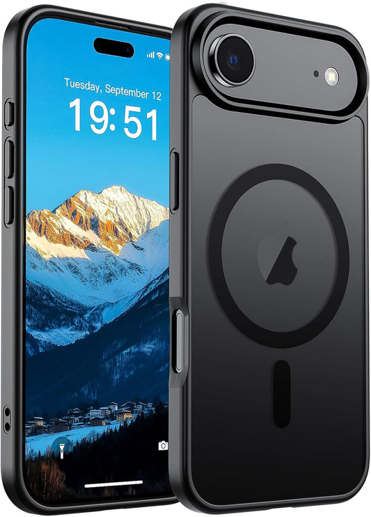 Magnetic for Iphone Air Case (Compatible with Magsafe)(Military Grade Drop Protection) Slim Translucent Matte Shockproof with Anti-Fingerprint Phone Cover for 17 Air 2025,Black